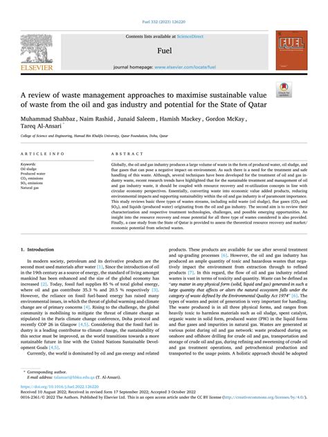 Oily Sludge Separation Qatar|A review of waste management approaches to maximise .